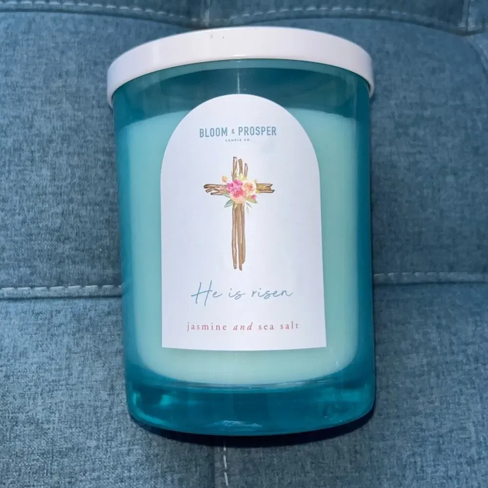 NEW! Bloom & Prosper Jasmine Sea Salt Candle 15.2 oz “He is Risen”